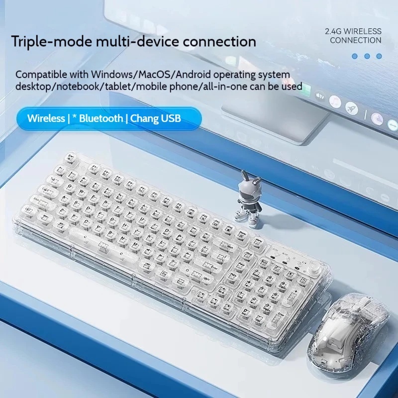 Keyboard Gaming Mac - Transparent Ice Crystal Wireless Bluetooth Keyboard