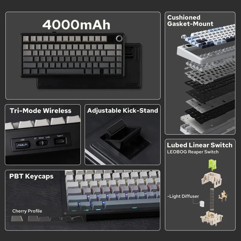 AULA F75 Max Mechanical Keyboa - đánh giá và giá Gaming Keyboard He