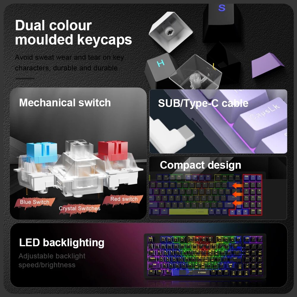 E-YOOSO Z94 USB Chơi Game Cơ K - đánh giá và giá Gaming Keyboard Budget